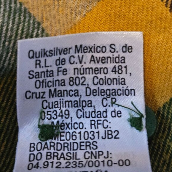 Quiksilver Mens Plaid Flannel Shirt Yellow/Green Long Sleeve Button-Up XL - Picture 14 of 16